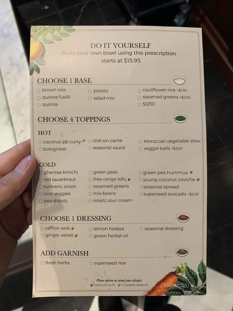Le Botaniste - New York, NY menu_pic