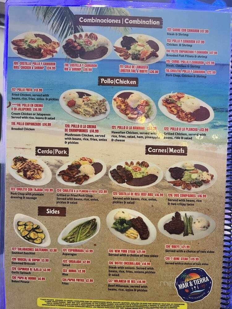 Mar y Tierra Restaurant - Charlotte, NC menu_pic