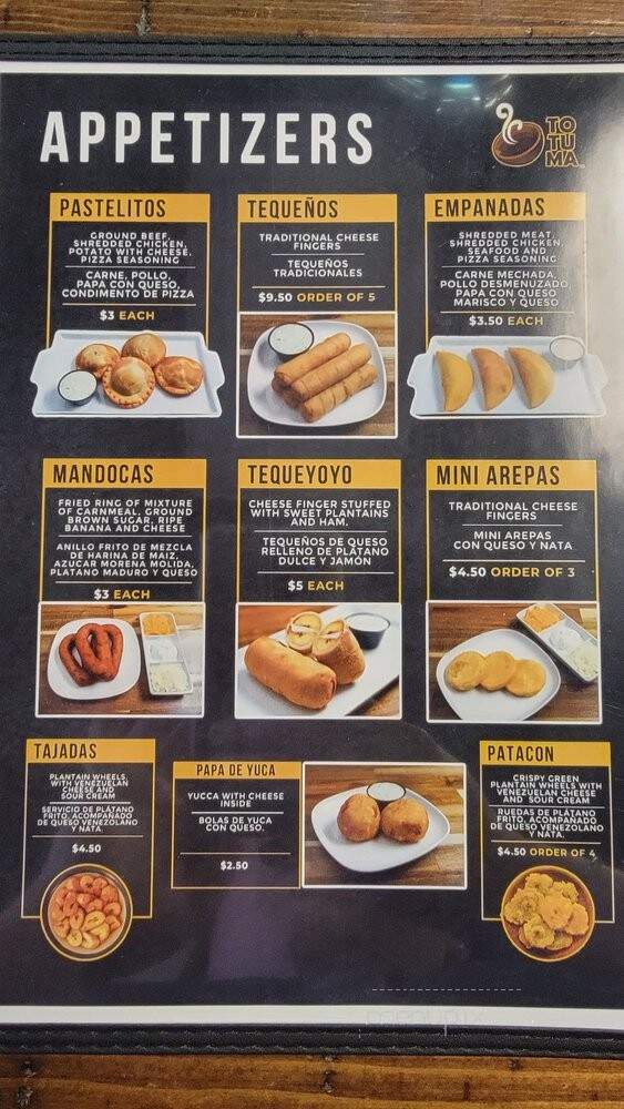 Totuma Venezuelan Food - Nashville, TN menu_pic
