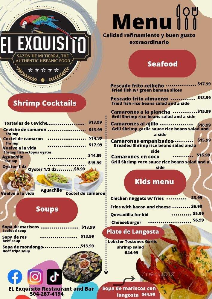 El Exquisito Restaurant - Kenner, LA menu_pic
