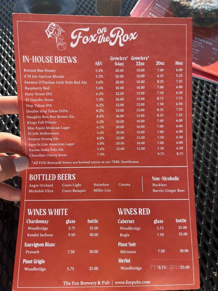 The Fox Brewery & Pub - Reno, NV menu_pic