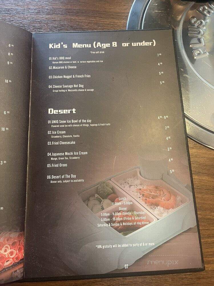 Uniq BBQ and Shabu - Fort Wayne, IN menu_pic