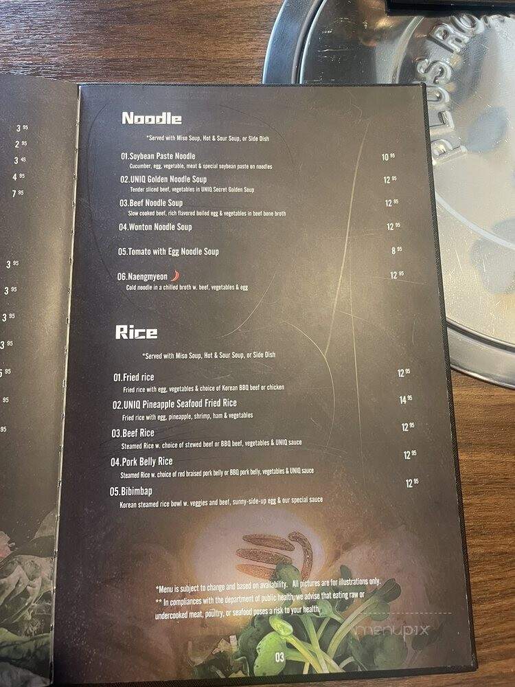 Uniq BBQ and Shabu - Fort Wayne, IN menu_pic