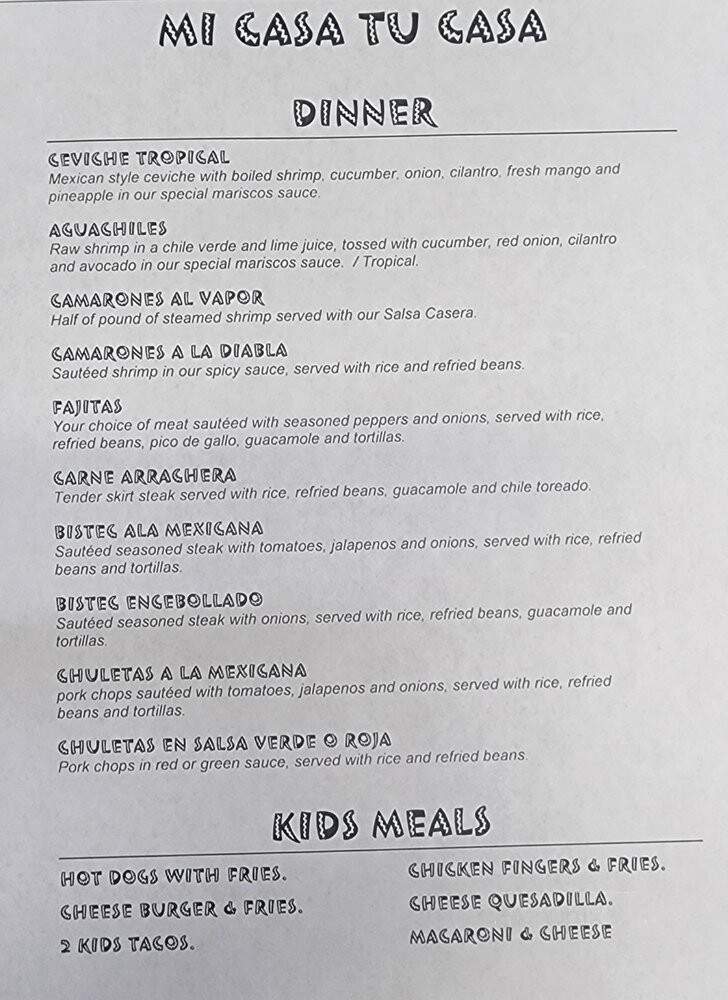 Mi Casa Tu Casa Restaurant - Brick Township, NJ menu_pic
