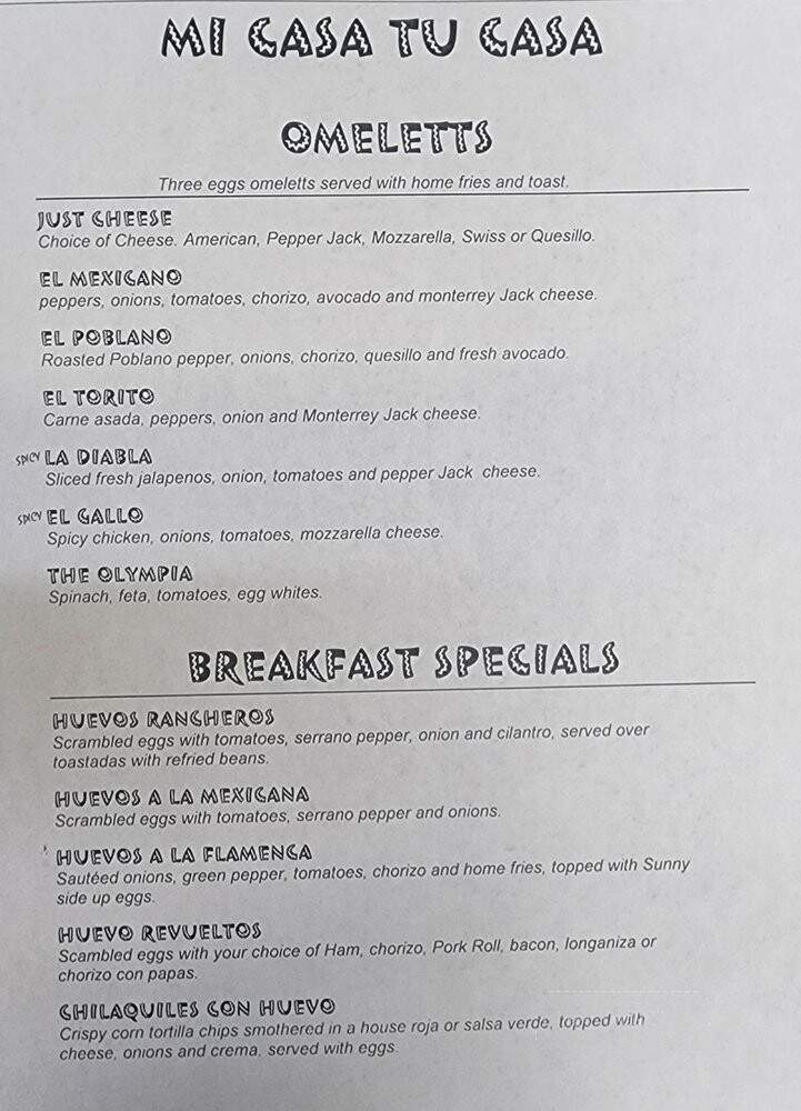 Mi Casa Tu Casa Restaurant - Brick Township, NJ menu_pic