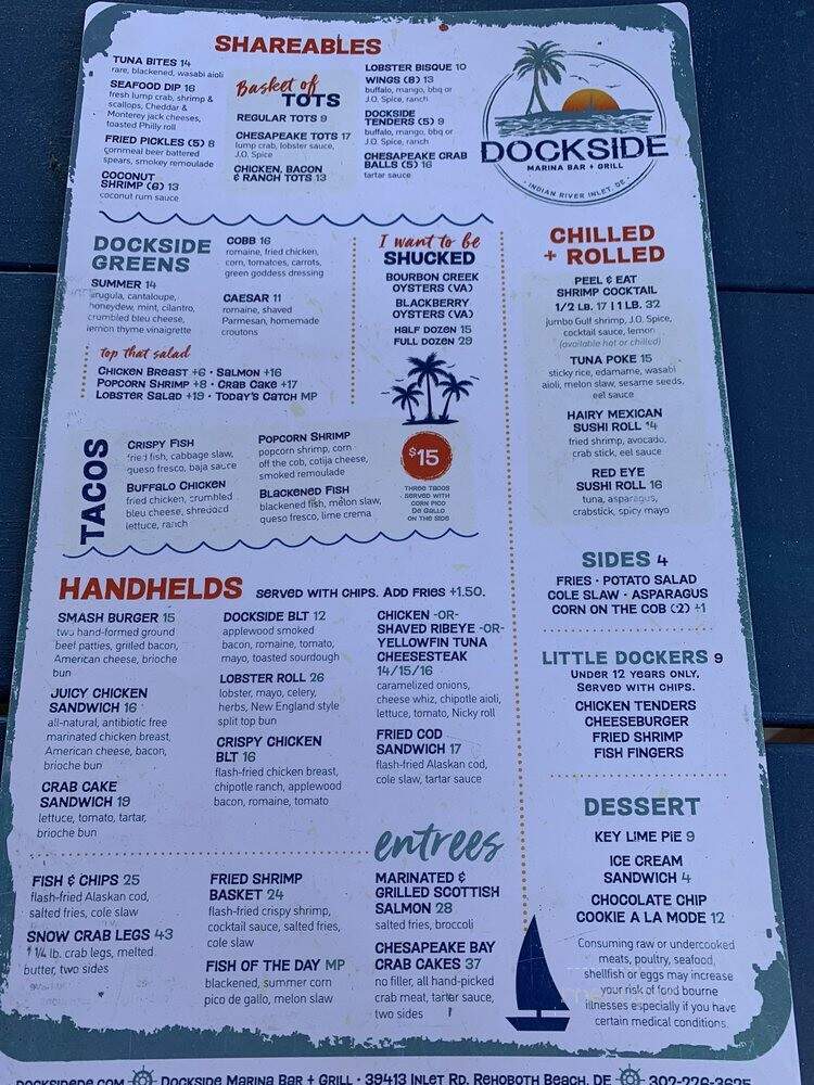 Dockside Marina Bar + Grill - Dewey Beach, DE menu_pic