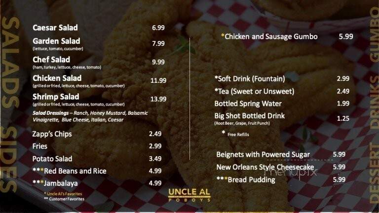 Uncle Al Poboys - Hattiesburg, MS menu_pic