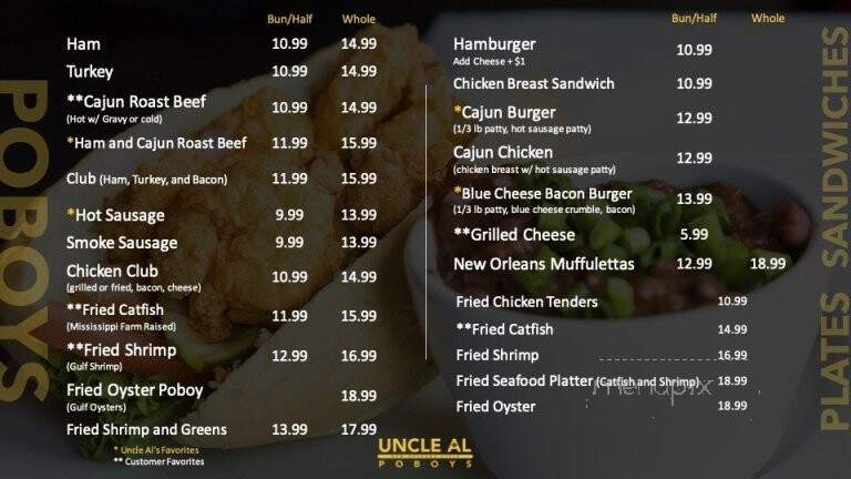 Uncle Al Poboys - Hattiesburg, MS menu_pic