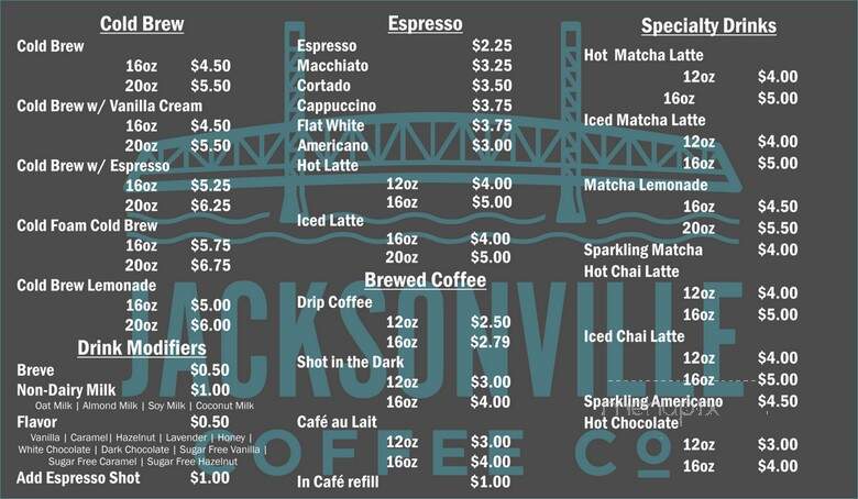 Jacksonville Coffee Company - Jacksonville, FL menu_pic
