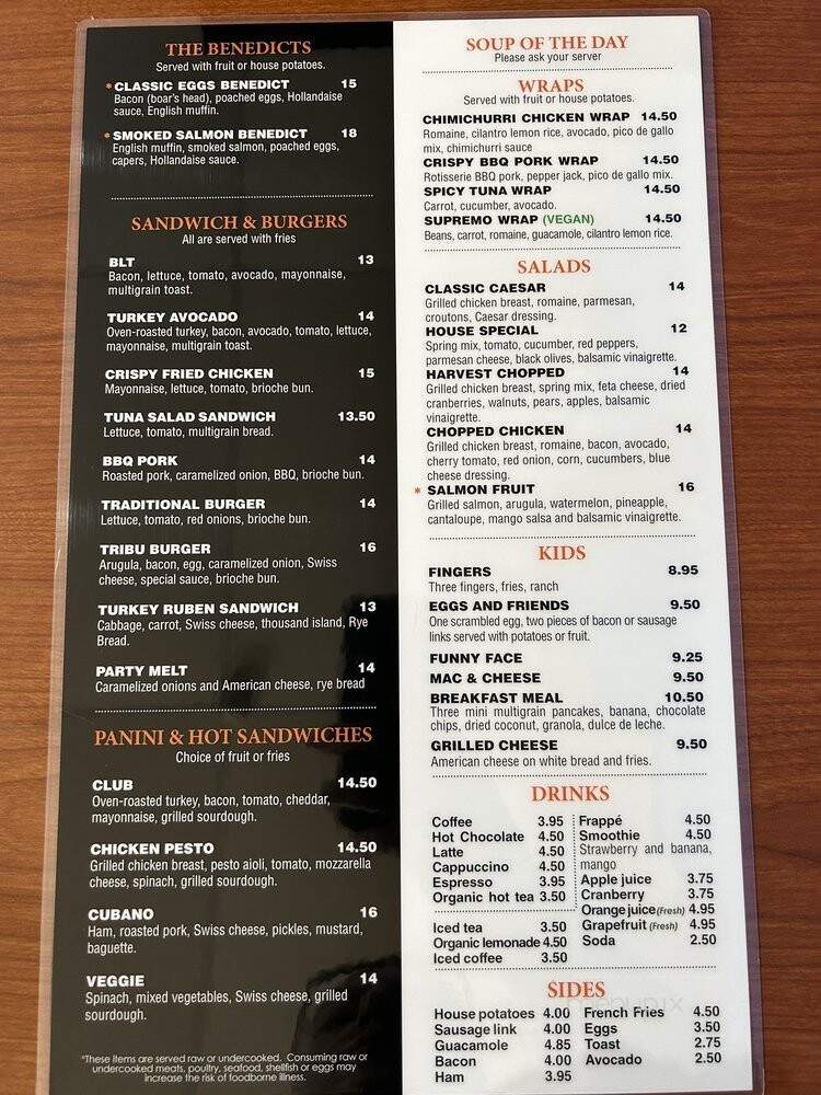 Tribu Caffe - Chicago, IL menu_pic