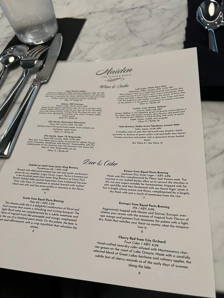 Maiden - Fort Worth, TX menu_pic