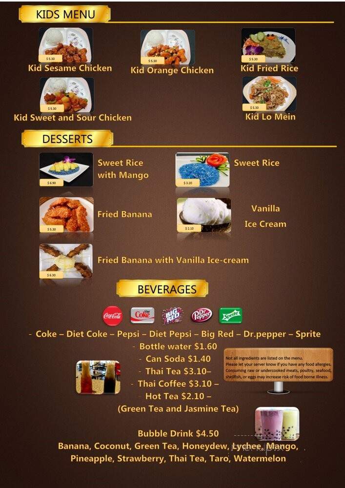 Sukhothai Thai Restaurant Express 3 - San Antonio, TX menu_pic