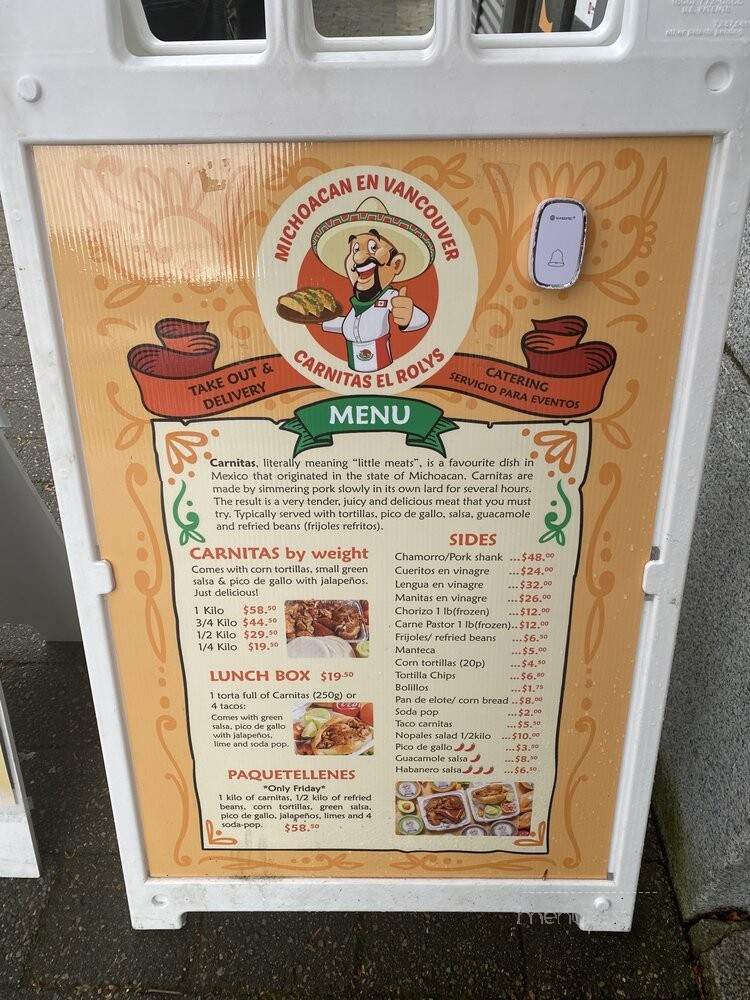 Carnitas El Rolys - Vancouver, BC menu_pic