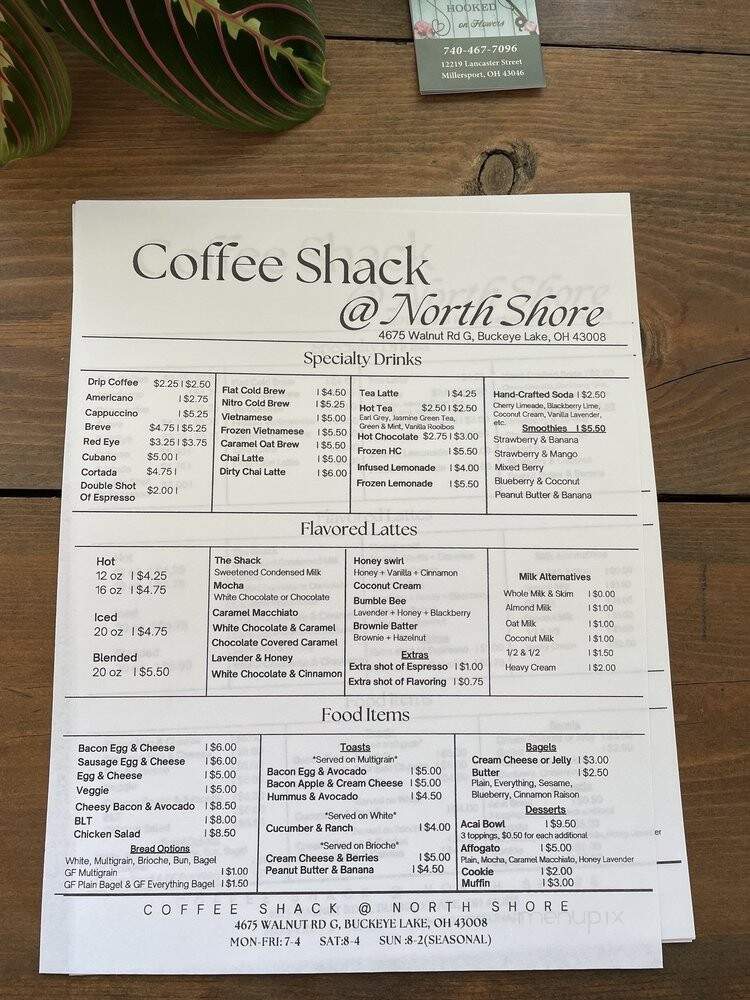 Coffee Shack Coffee Roasters - Buckeye Lake, OH menu_pic