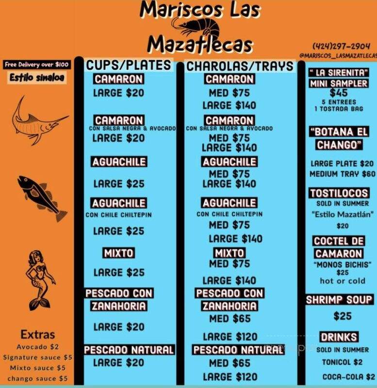 Mariscos Las Mazatlecas - Los Angeles, CA menu_pic