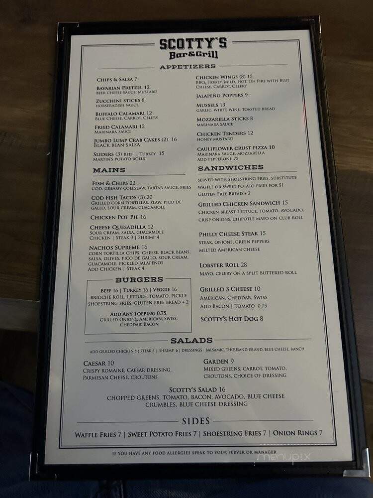 Scotty's Bar & Grill - Cresskill, NJ menu_pic