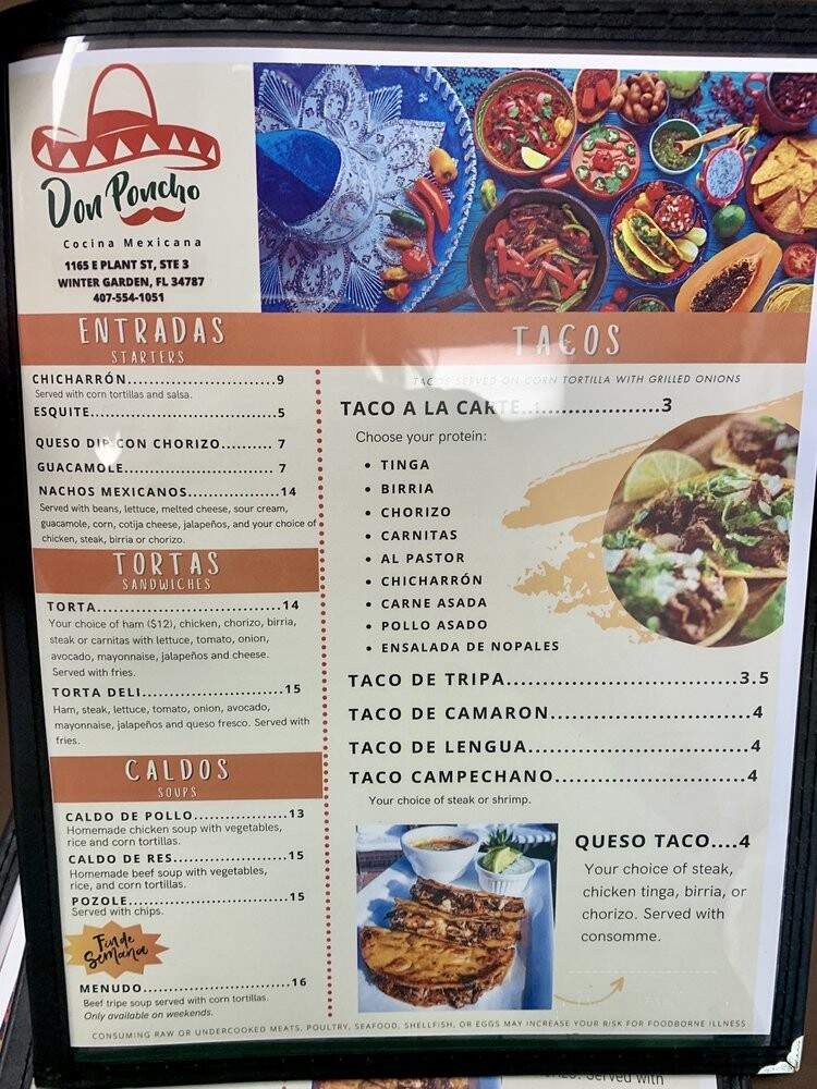 Don Poncho - Winter Garden, FL menu_pic