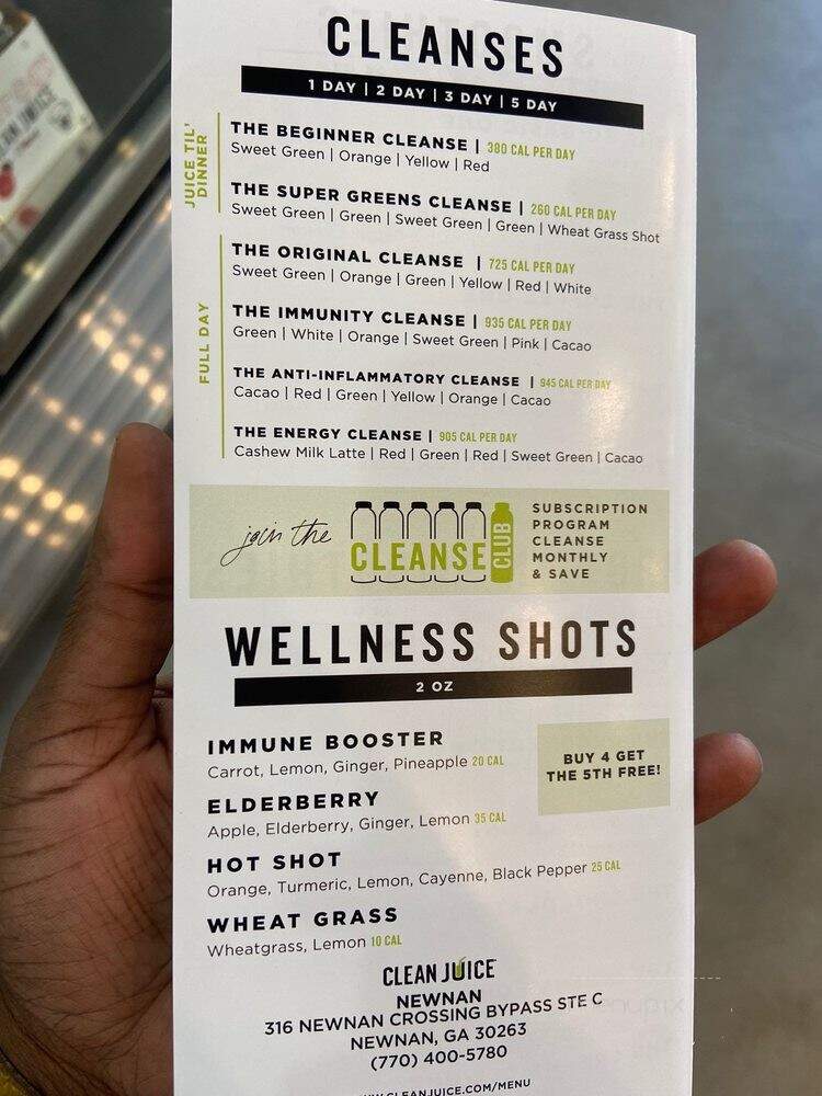 Clean Juice - Newnan, GA menu_pic