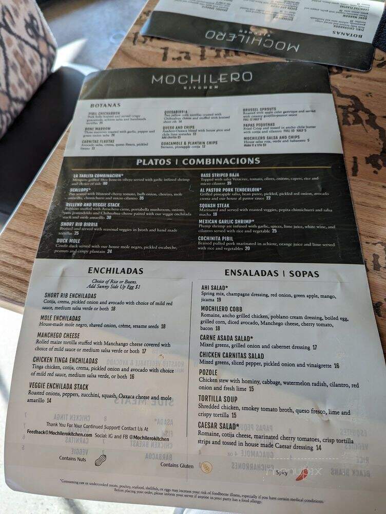 Mochilero Kitchen - Scottsdale, AZ menu_pic