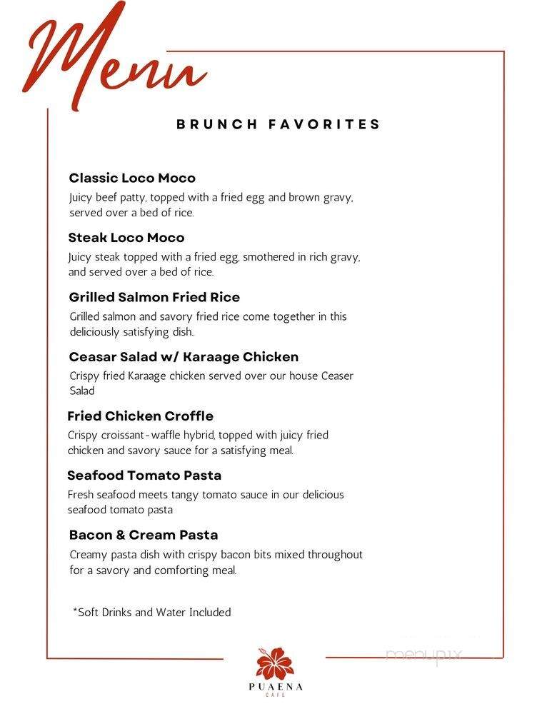 Puena Cafe - Urban Honolulu, HI menu_pic