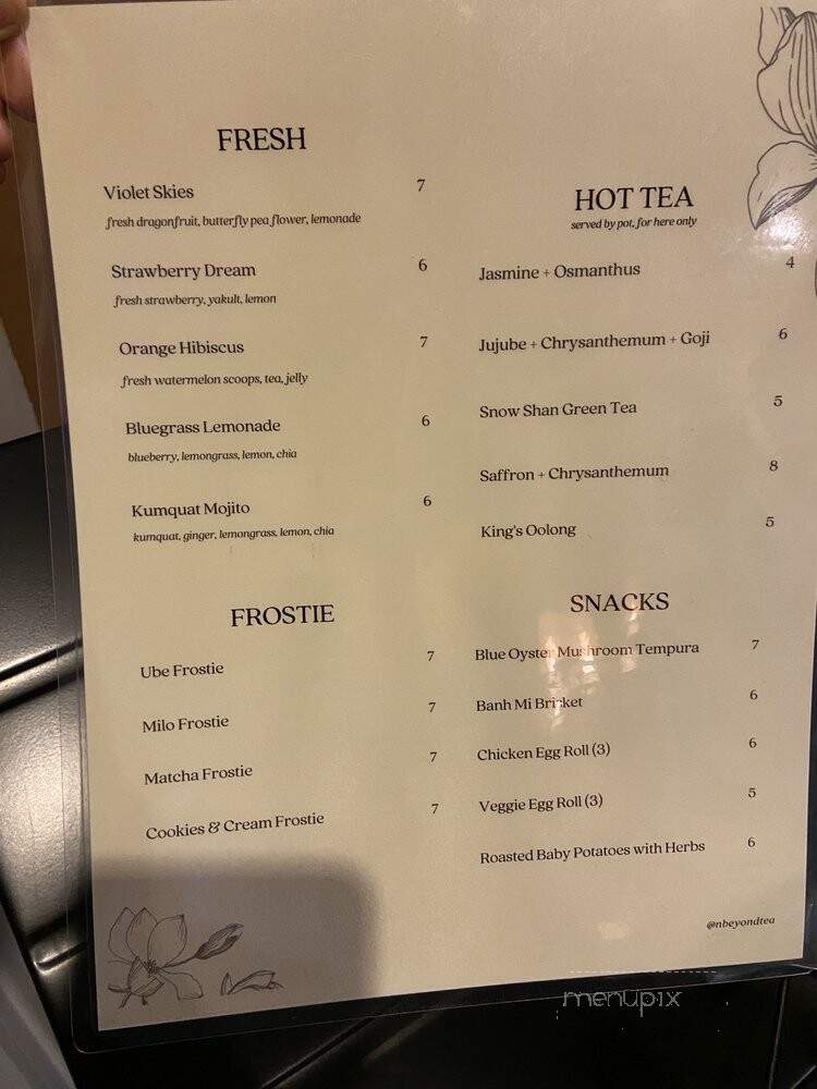 N' Beyond Tea - Alhambra, CA menu_pic
