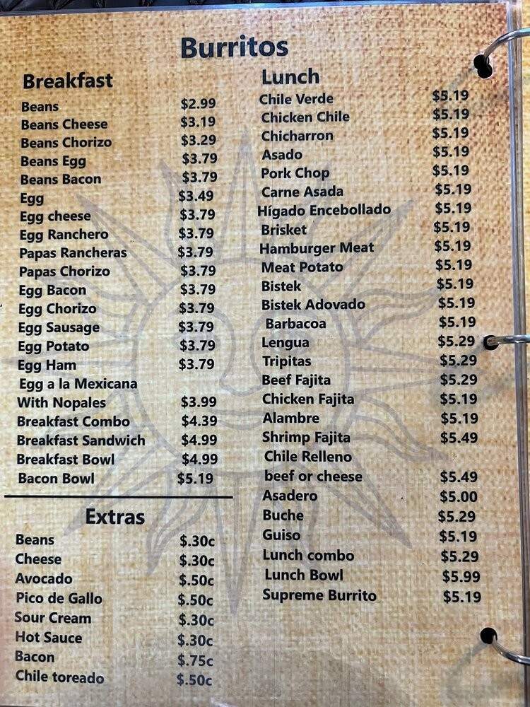 El Rey Sol Mexican Restaurant - Crane, TX menu_pic