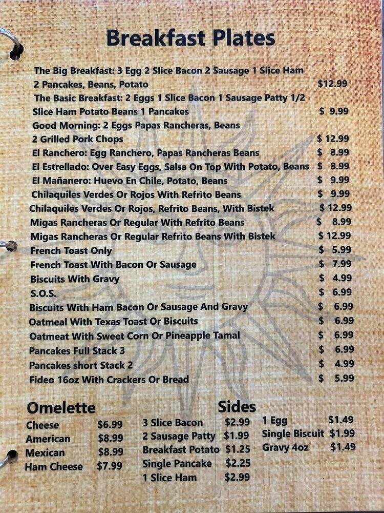 El Rey Sol Mexican Restaurant - Crane, TX menu_pic