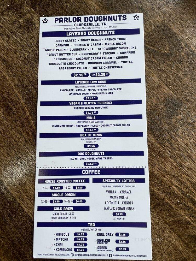 Parlor Doughnuts - Clarksville, TN menu_pic