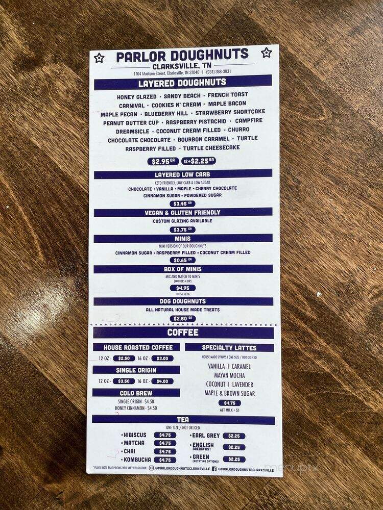 Parlor Doughnuts - Clarksville, TN menu_pic
