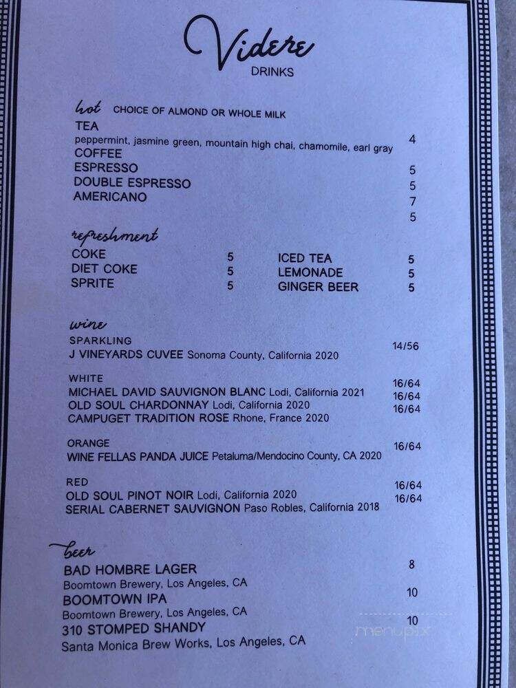 Videre - Los Angeles, CA menu_pic