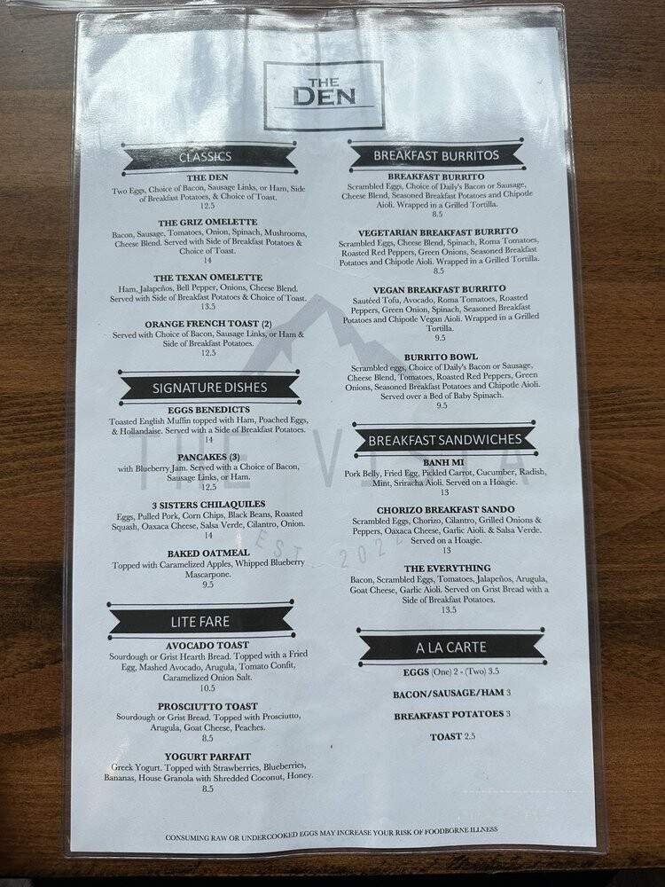 The Den 406 - Missoula, MT menu_pic