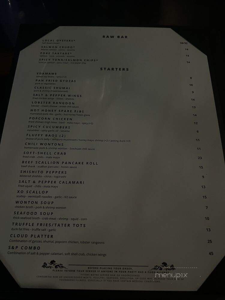 Cloud Asian Fusion & Bar - Quincy, MA menu_pic