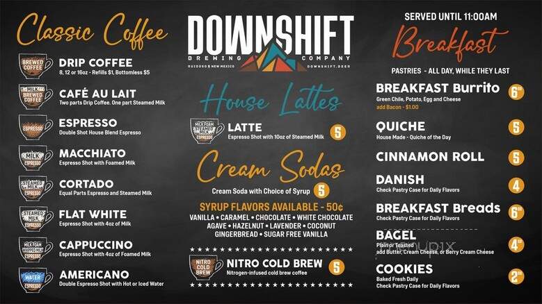 Downshift Brewing Co. - Ruidoso, NM menu_pic