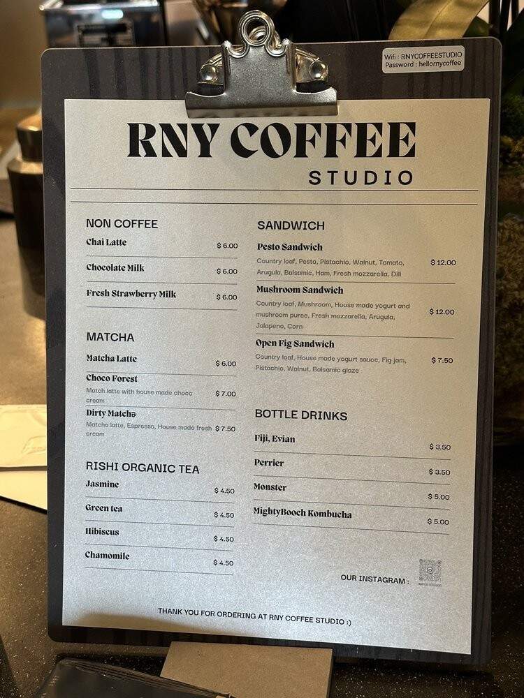 Rny Coffee Studio - Los Angeles, CA menu_pic