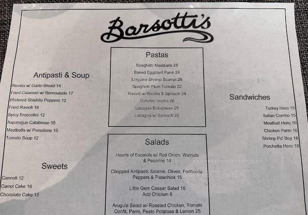 Barsotti's - Dallas, TX menu_pic