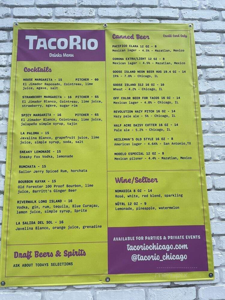 TacoRio - Chicago, IL menu_pic