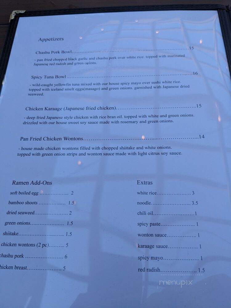 Kansui Ramen - Westlake Village, CA menu_pic
