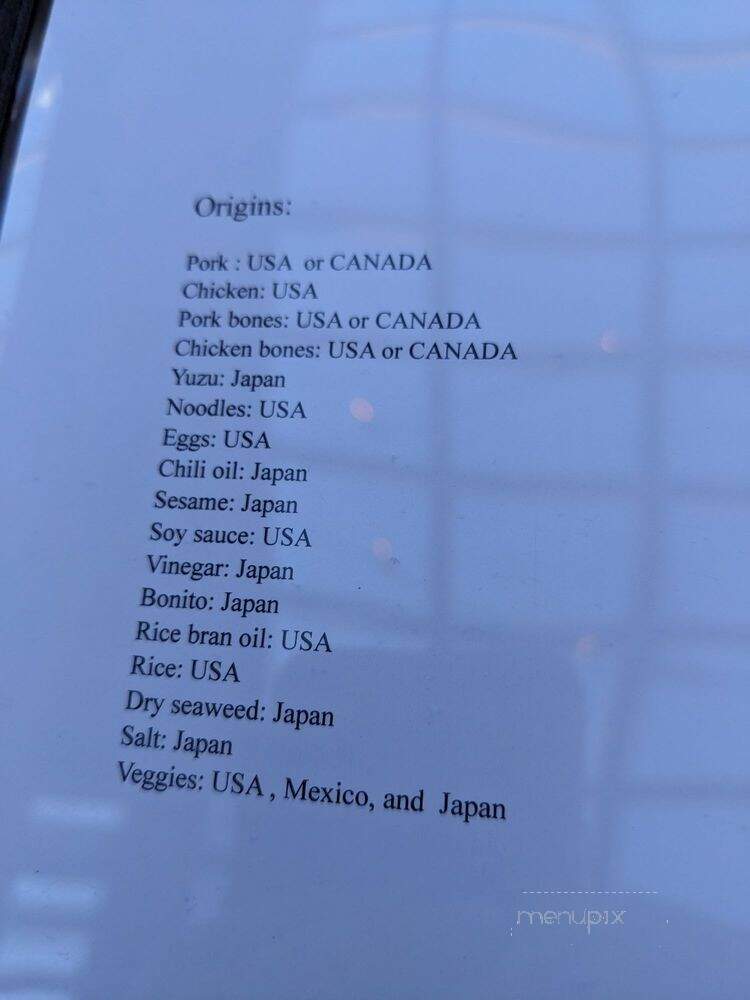 Kansui Ramen - Westlake Village, CA menu_pic