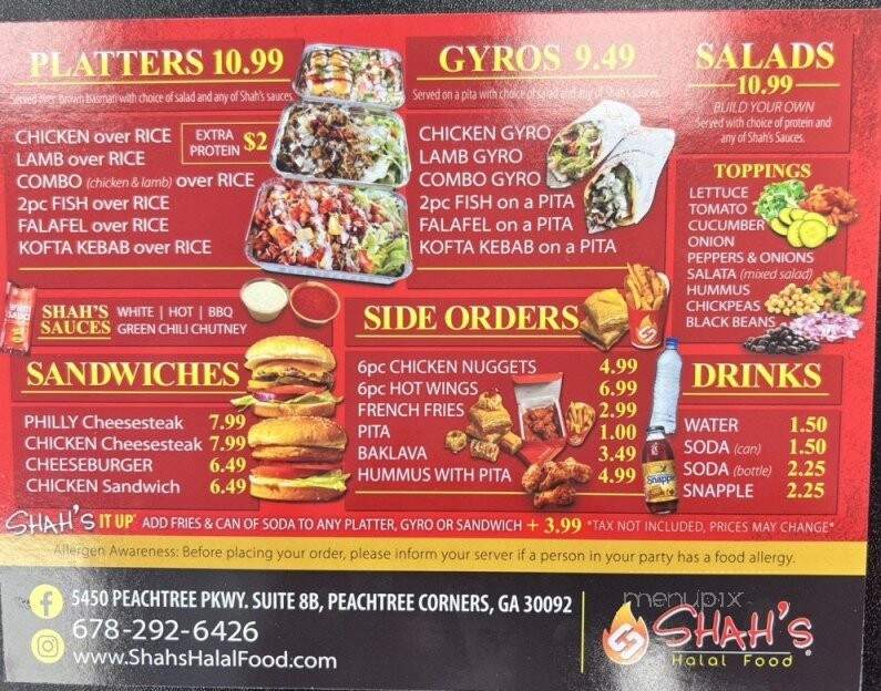 Shah's Halal Food - Peachtree Corners, GA menu_pic