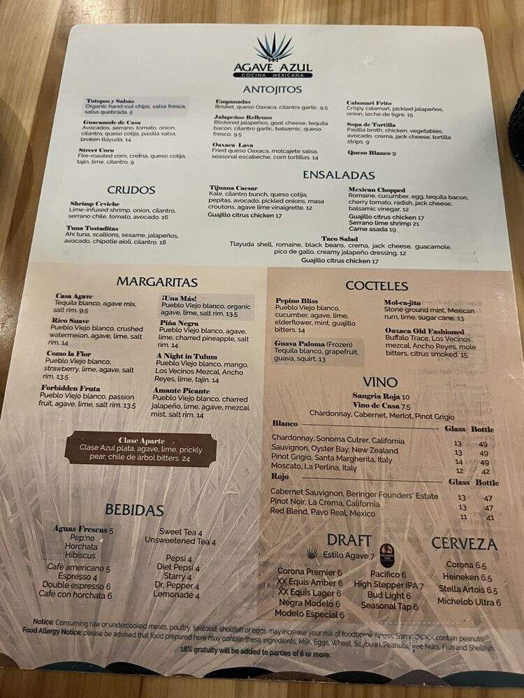 Agave Azul Cocina Mexicana - Orlando, FL menu_pic