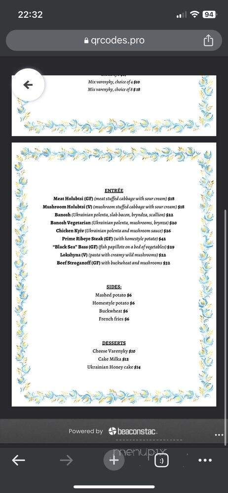 Ruta Ukrainian Restaurant - Washington, DC menu_pic