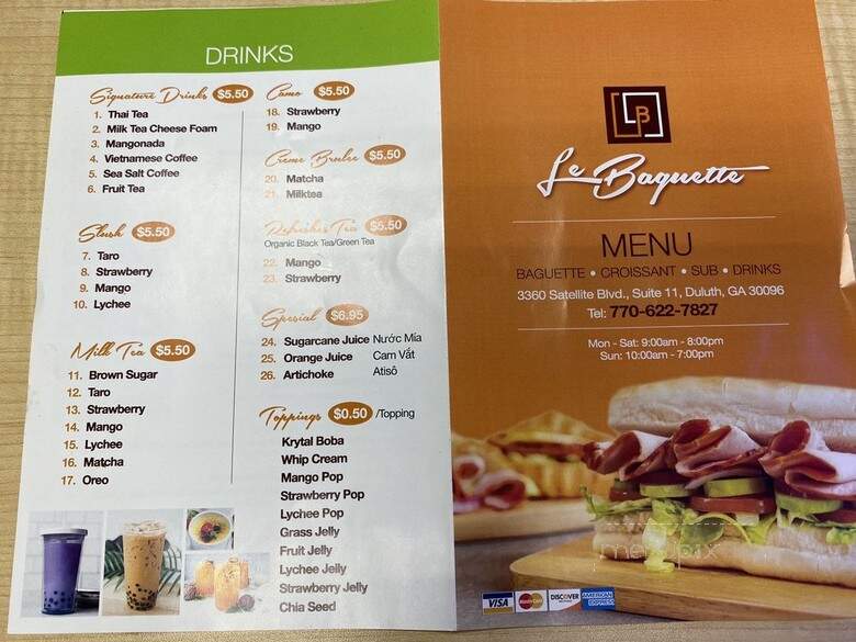 Le Baguette - Duluth, GA menu_pic