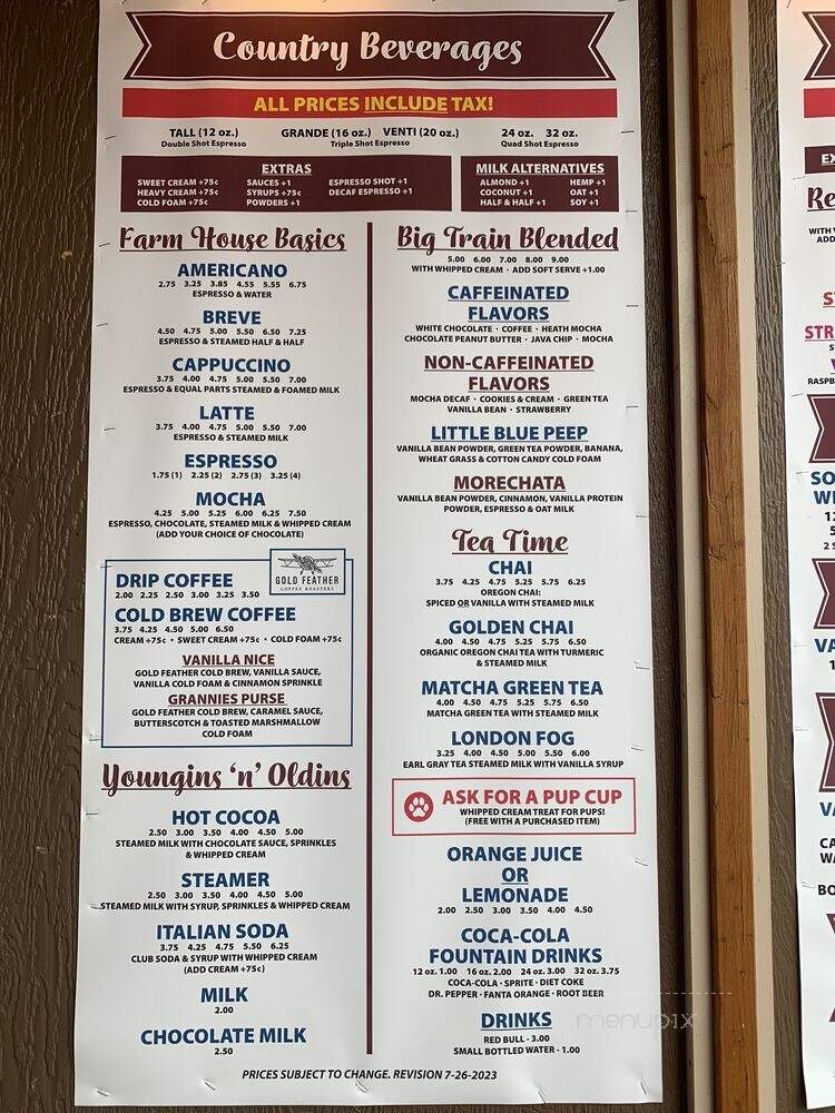 Country Coffee & Grub - Sequim, WA menu_pic