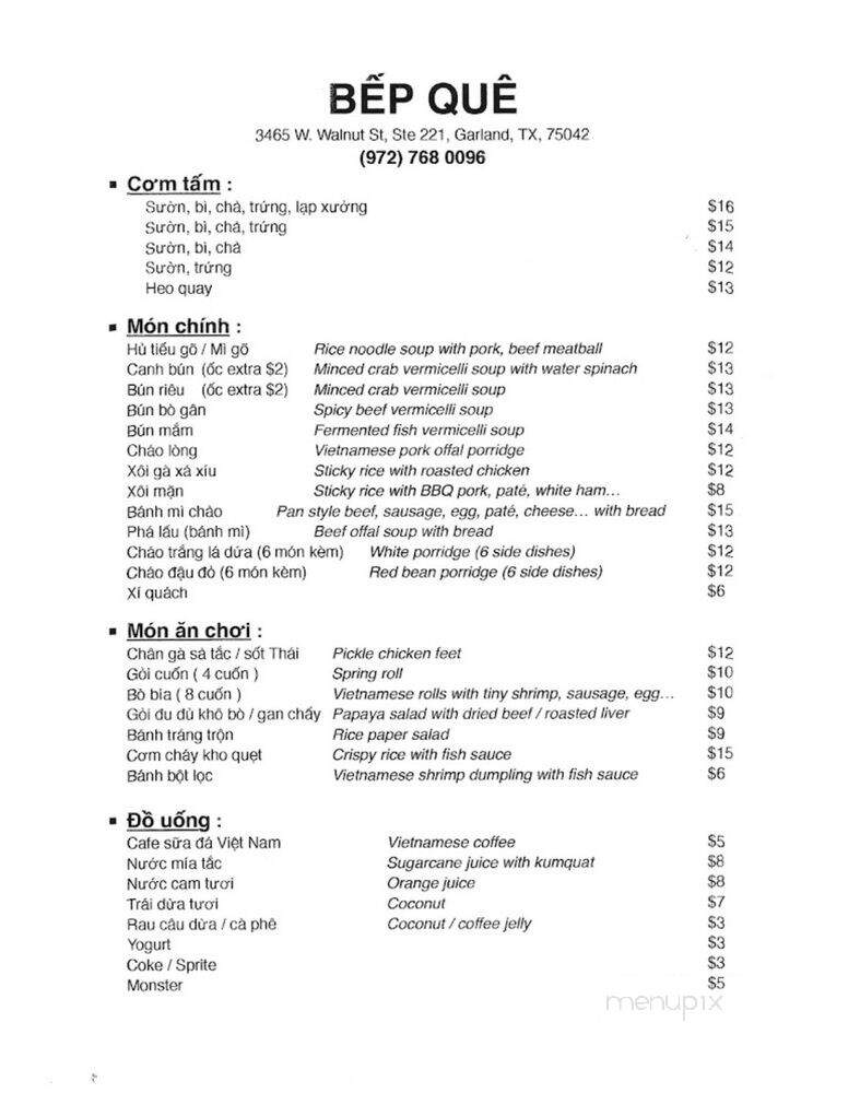 Bep Que - Garland, TX menu_pic