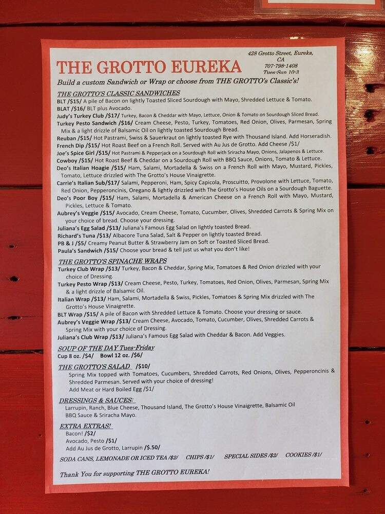 The Grotto Eureka - Eureka, CA menu_pic