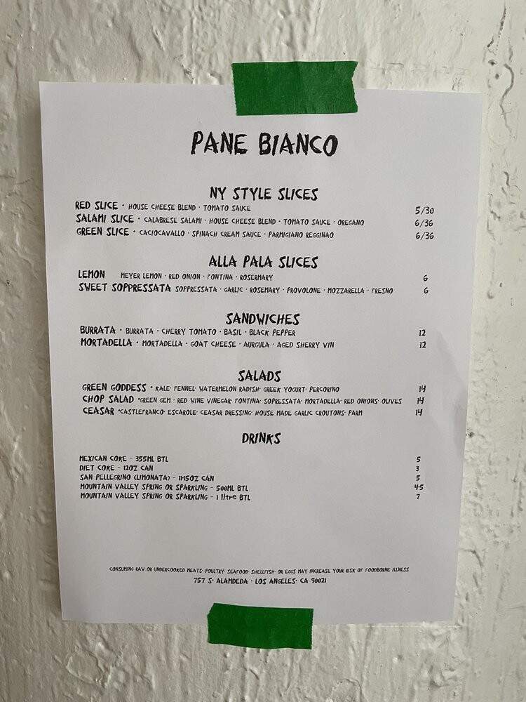 Pane Bianco DTLA - Los Angeles, CA menu_pic