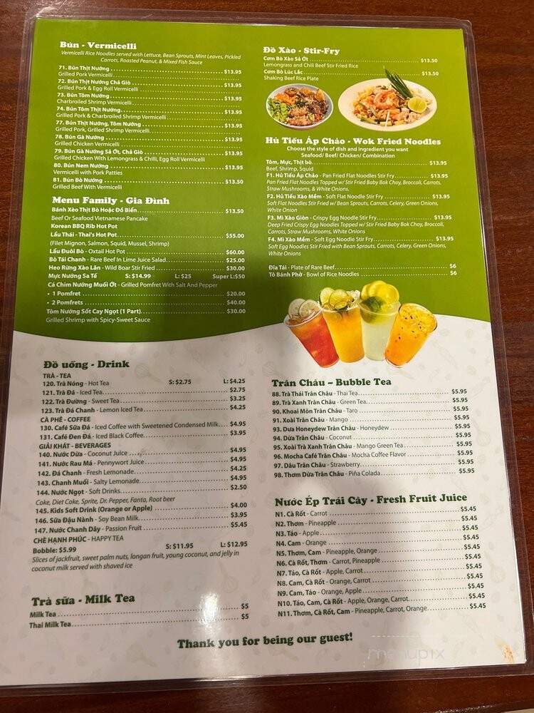 Pho Ghien - Arlington, TX menu_pic