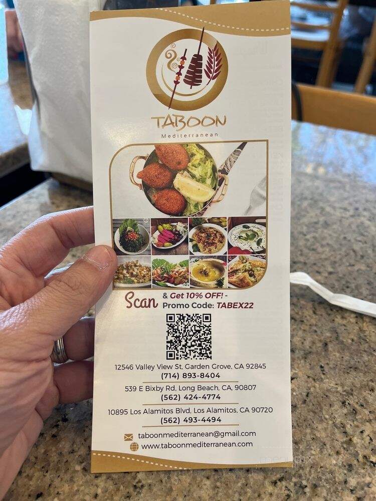 Taboon Mediterranean - Garden Grove, CA menu_pic