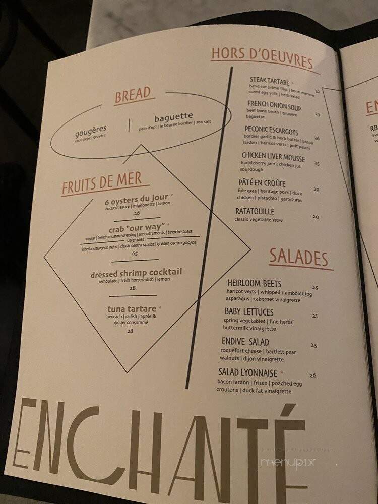 Enchante Bistro - Southampton, NY menu_pic
