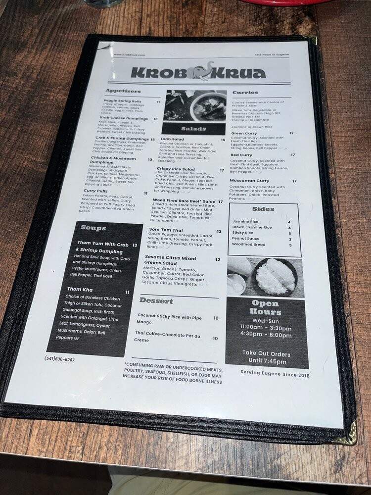 Krob Krua - Eugene, OR menu_pic